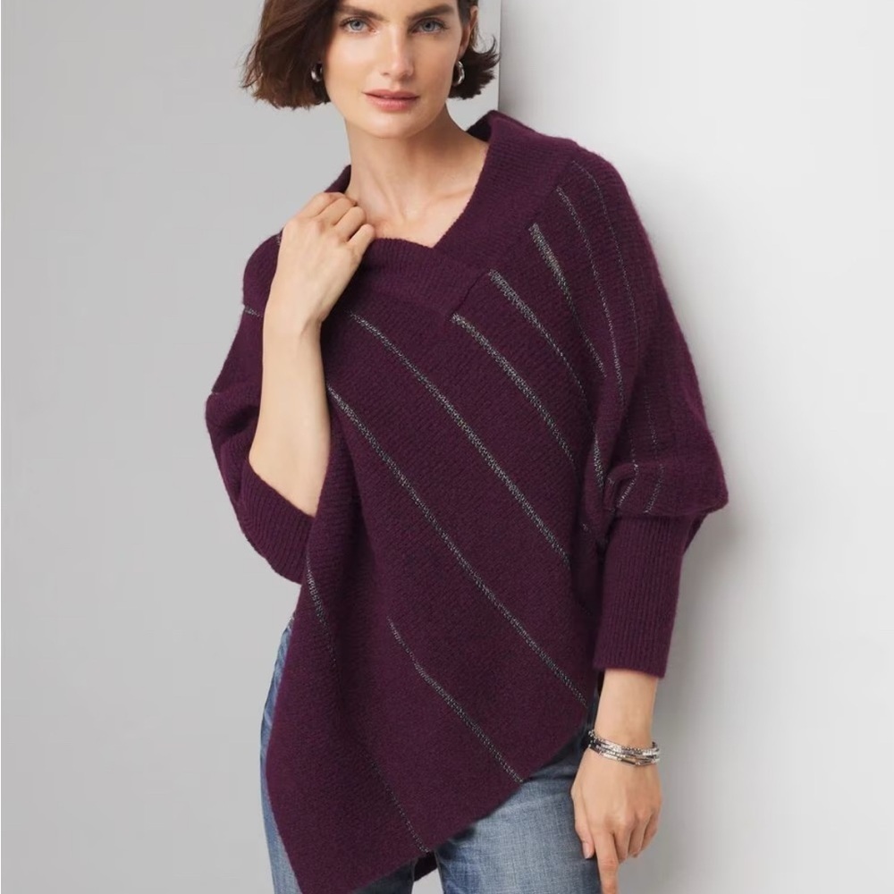 White House Black Market Deep Purple Poncho Sweater. XS